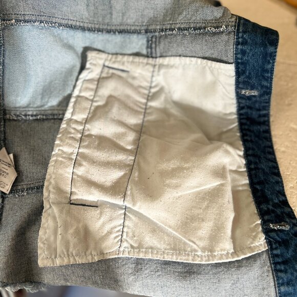 Sun + Stone Mens SZXXL Blue Jean Denim Patchwork Vest Street Style Western Retro - Picture 6 of 10